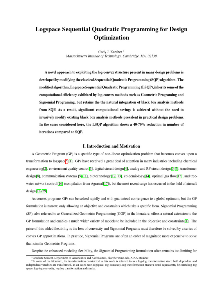 Logspace Sequential Quadratic Programming For Desi | PDF | Mathematical ...