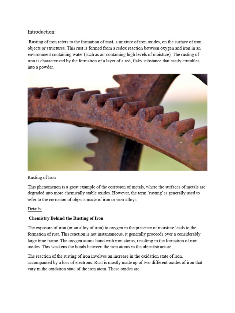 Che assignment pdf rust corrosion