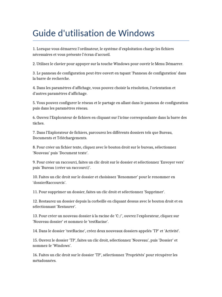 Guide complet d'utilisation de Windows | PDF | Fichier informatique ...