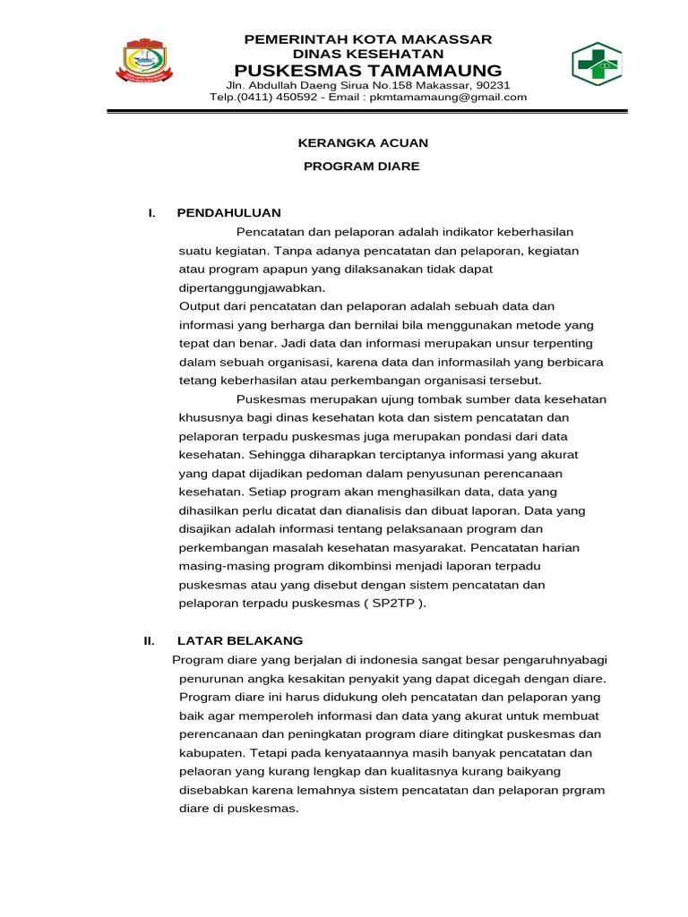 Pencatatan Program Diare Puskesmas 2023 | PDF