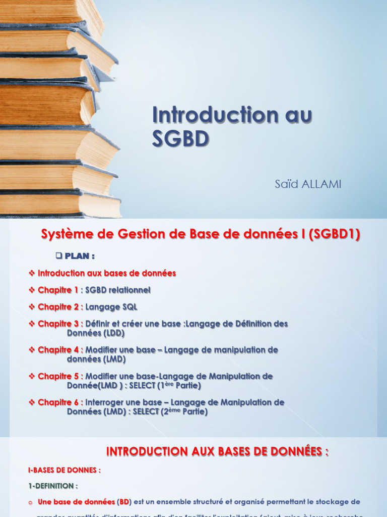 Introduction aux SGBD et SQL | PDF | Bases de données | SQL