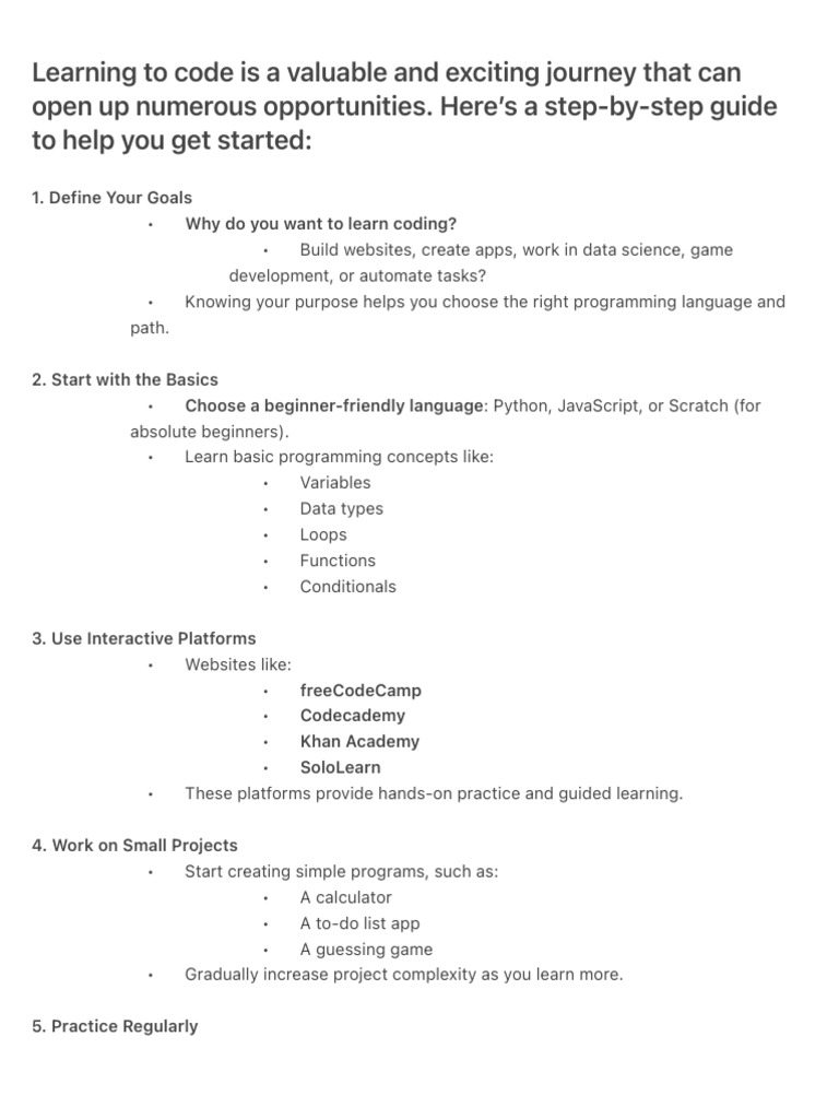 Beginner's Guide to Learning Coding | PDF | Computer Programming ...