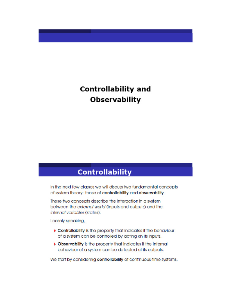 Controllability and Observability Analysis | PDF | Operator Theory ...
