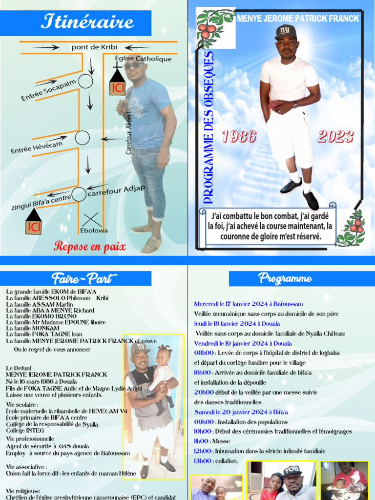 Programme des Obsèques de Menye Jérôme | PDF | Religions abrahamiques ...