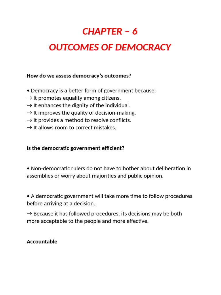 CHAPTER 6 Outcomes of Democracy | PDF