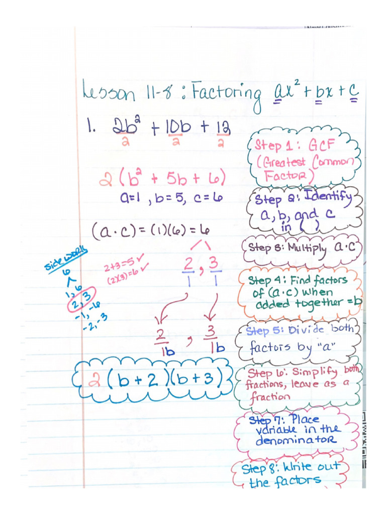 Lesson+11-8+Factoring+Trinomials | PDF