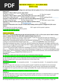 REVIEW UNITS 1- 5 - TEST 4 - KEY