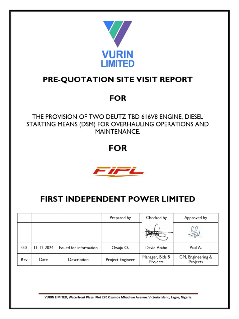 2024-12-18 - FIPL SVR REPORT FOR TDI OF 5nos DEUTZ ENGINES - 002 | PDF ...