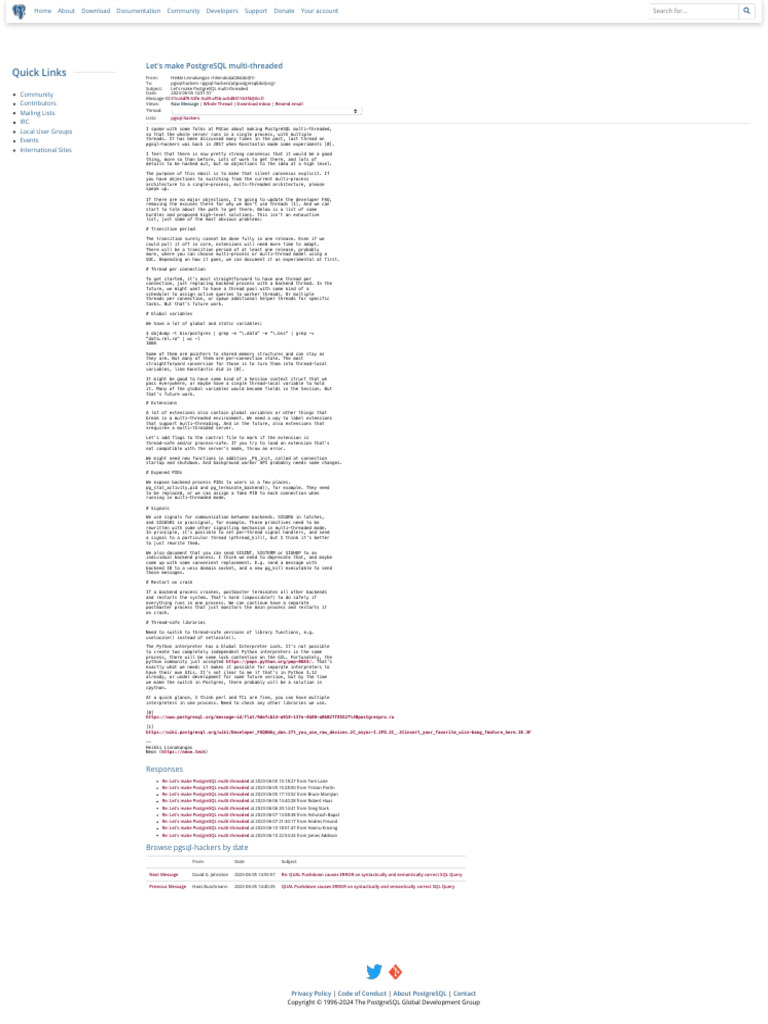 PostgreSQL: Let's Make PostgreSQL Multi-Threaded | PDF | Postgre Sql ...