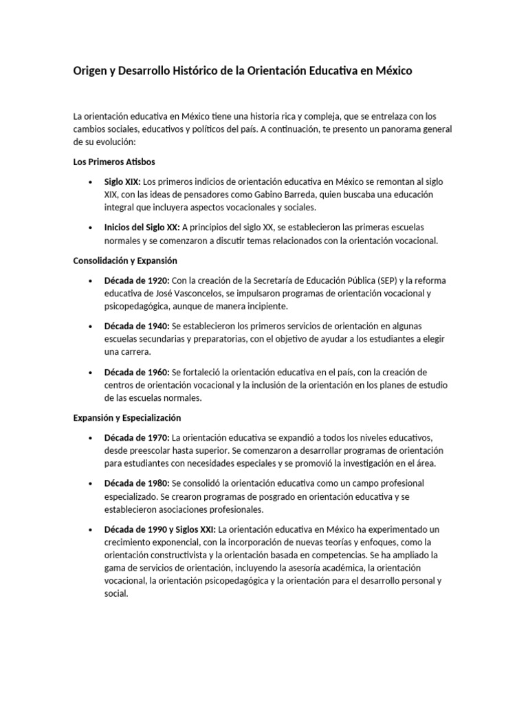 Evolución de la Orientación Educativa en México | PDF | México