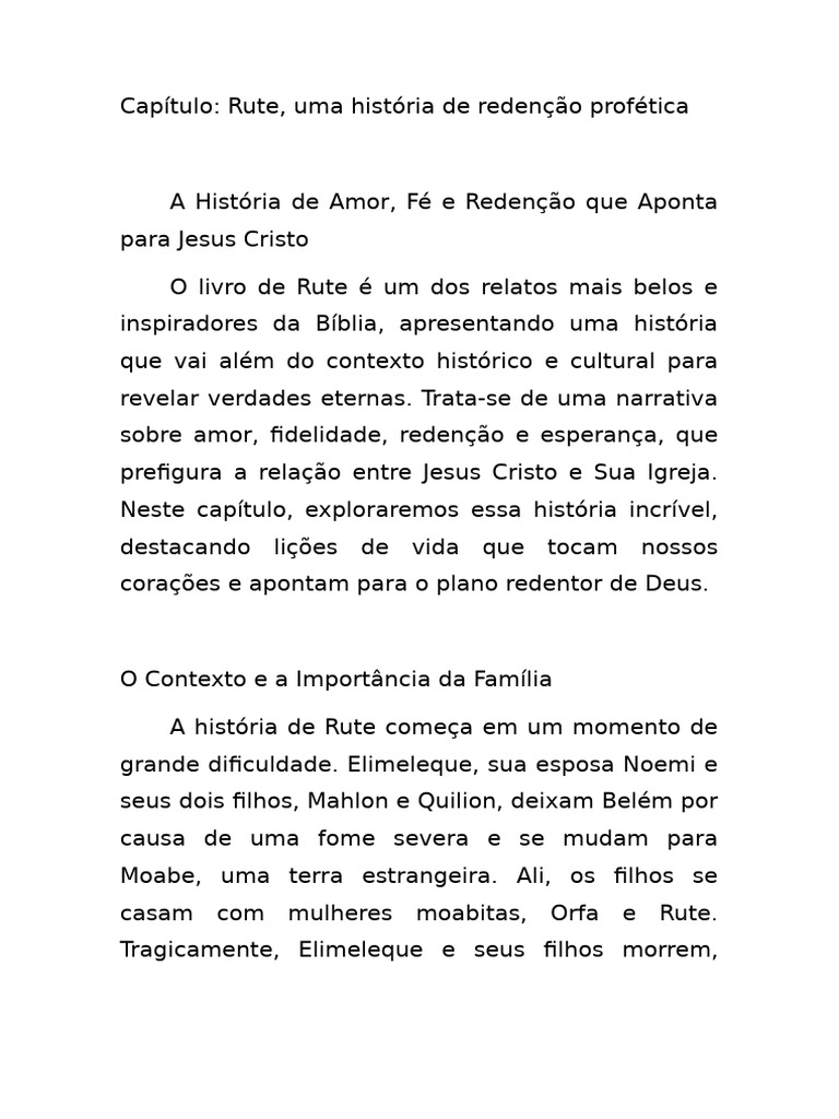 A História de Rute | PDF | Livro de Ruth
