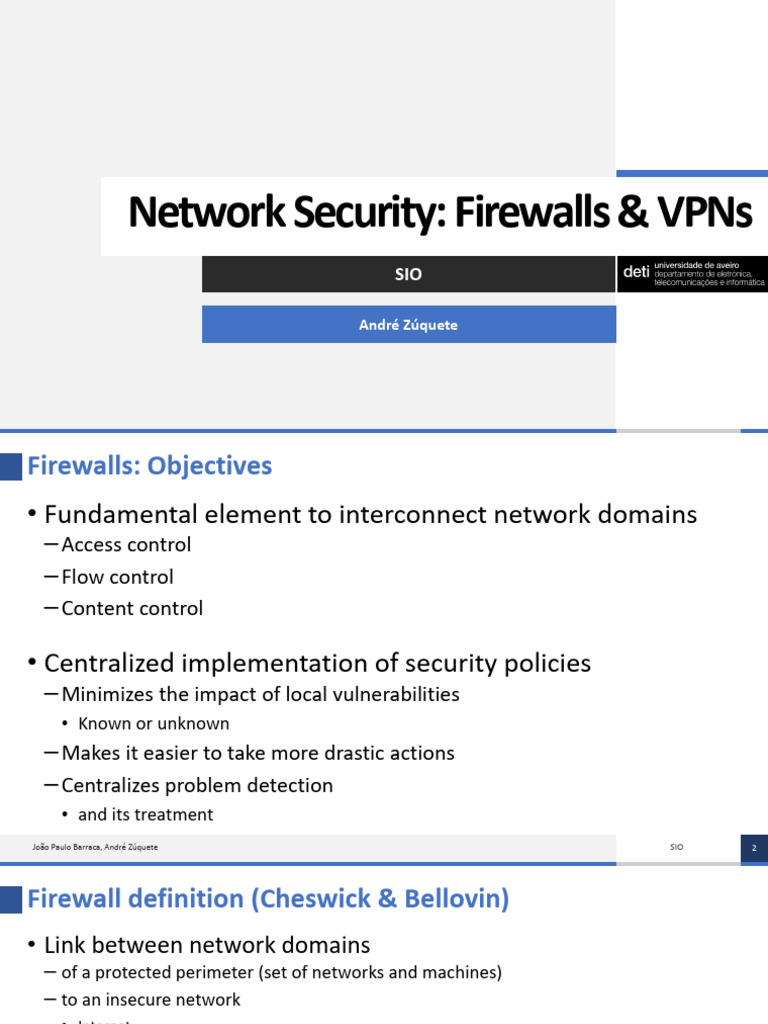 Network Security: Firewalls & VPNs Overview | PDF
