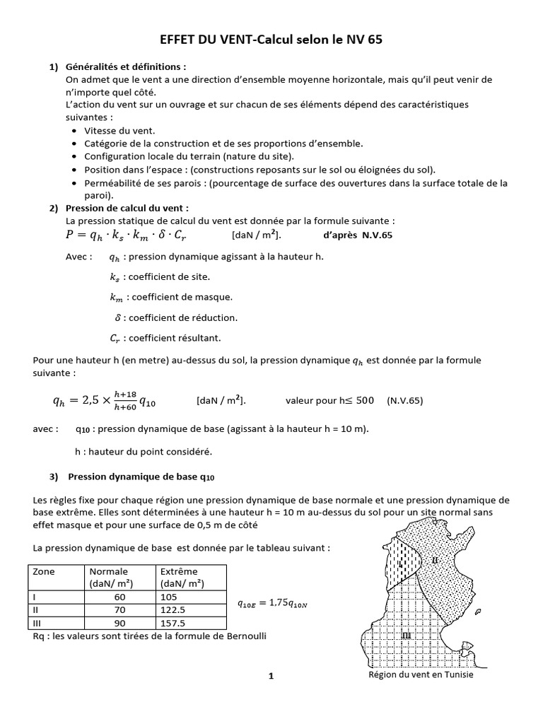Effet du Vent selon le NV 65 au Maroc | PDF | Pression | Plaie