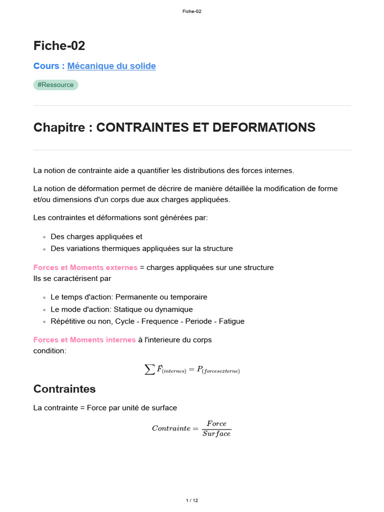 Contraintes et Déformations en Mécanique | PDF | Élasticité (Physique ...