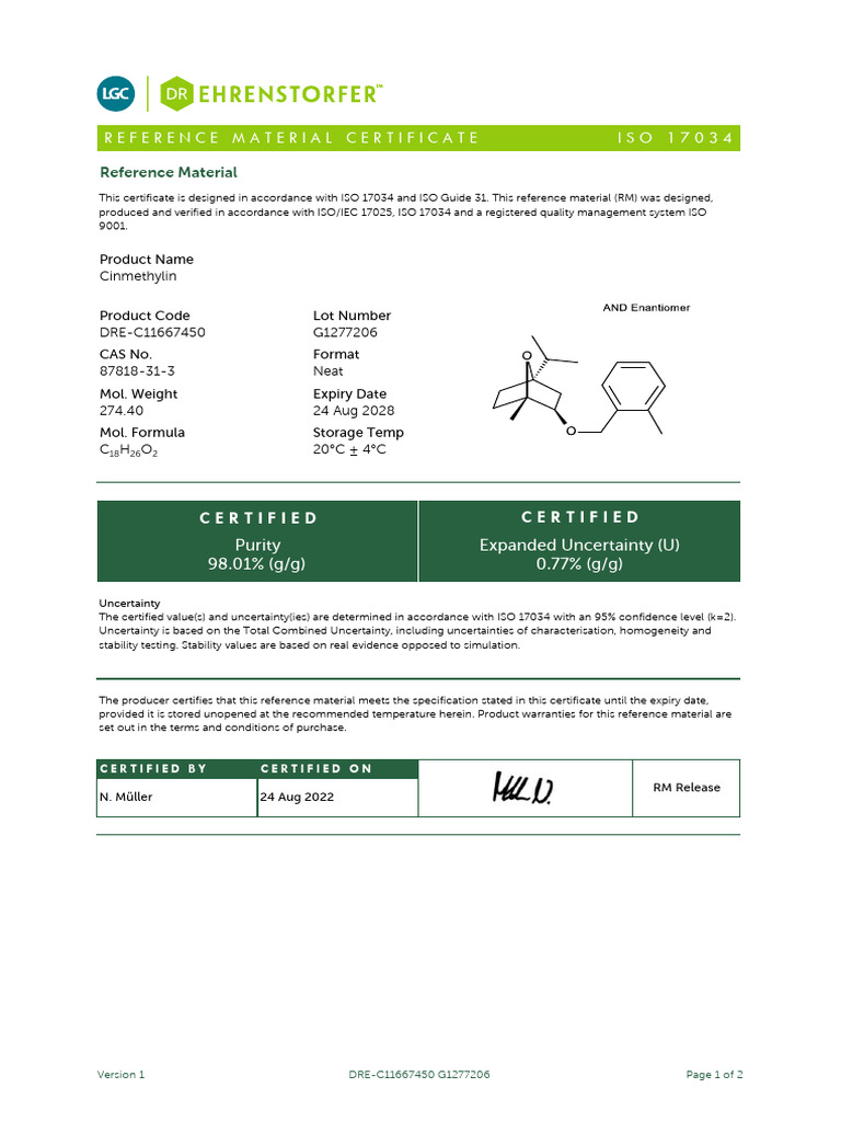 Lab Reference Material Guide | PDF | Calibration | Analytical Chemistry
