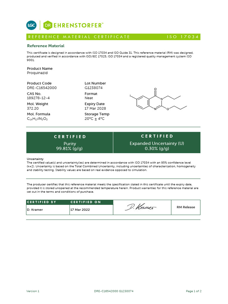 Certified Reference Material Certificate | PDF | Analysis | Analytical ...
