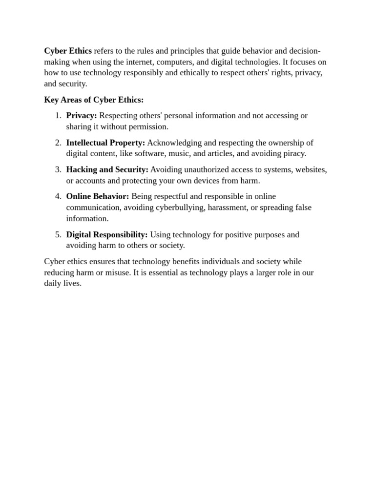 Understanding Cyber Ethics Principles | PDF