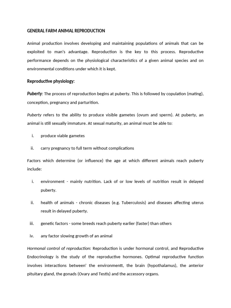 General Farm Animal Reproduction | PDF | Puberty | Luteinizing Hormone