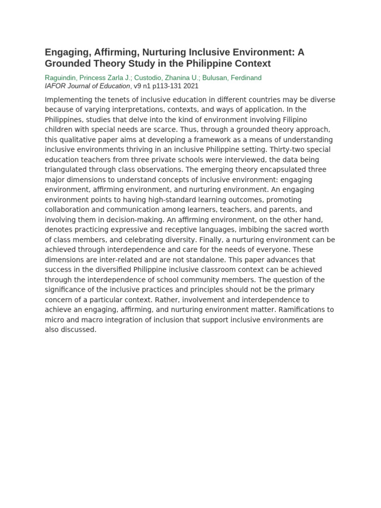 Inclusive Education Framework in the Philippines | PDF