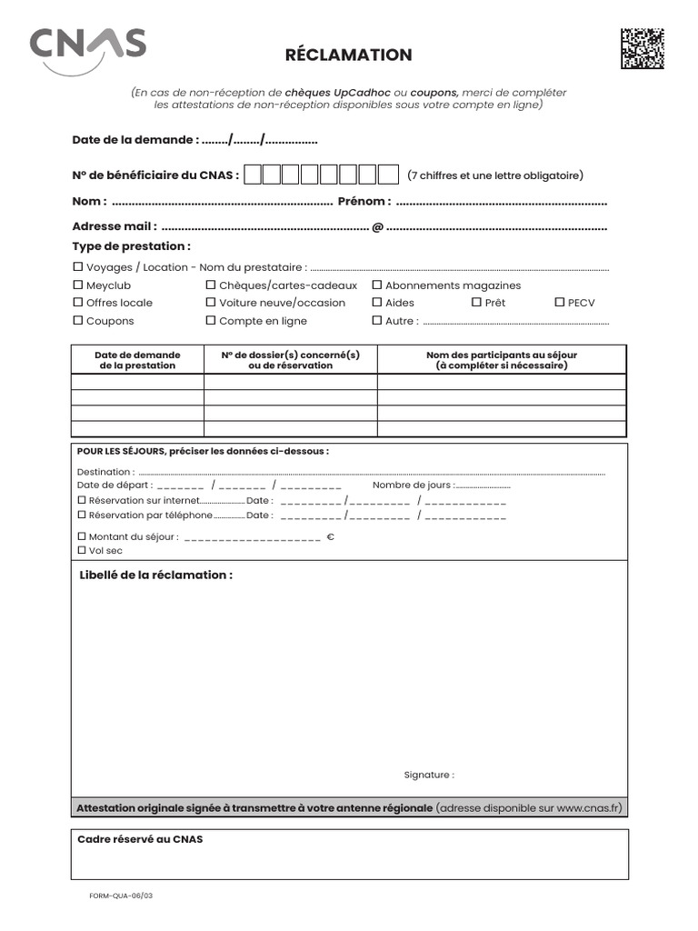 Réclamation CNAS et Demande de Prestation | PDF | Télécommunications ...