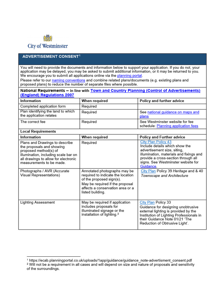Advertisement Consent Checklist - 0 | PDF | Lighting