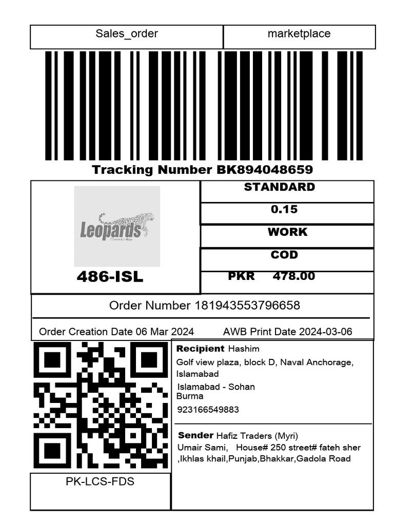 Tracking Number BK894048659: Sales - Order Marketplace | PDF