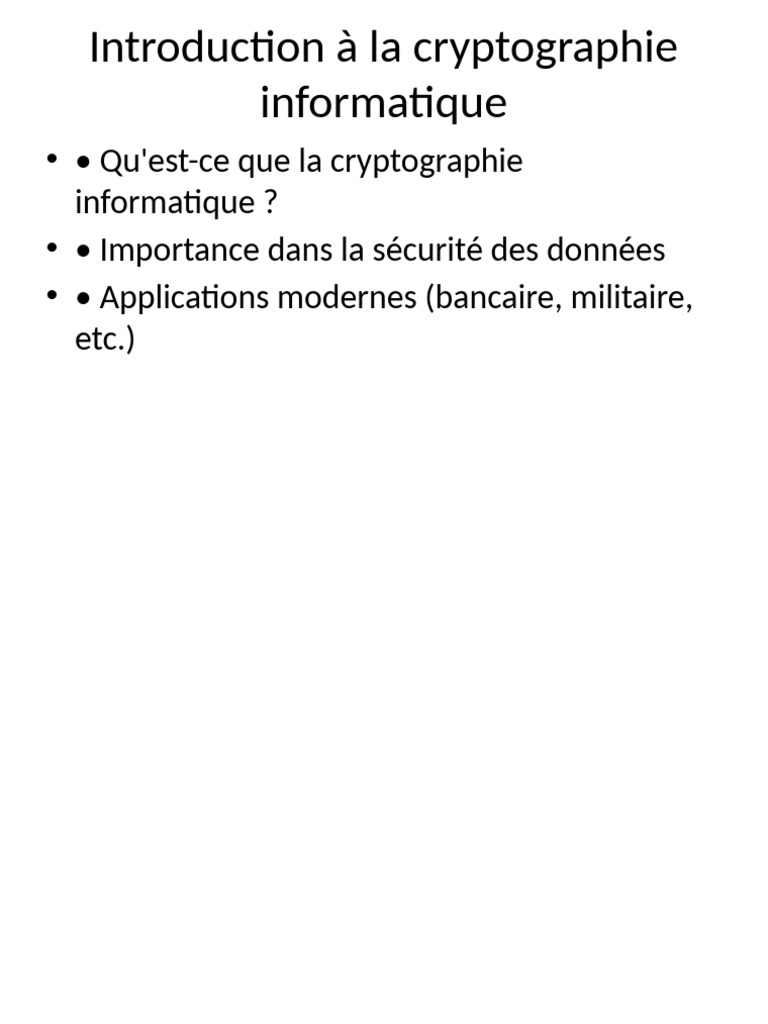 Introduction à la cryptographie informatique | PDF | Sécurité de la ...