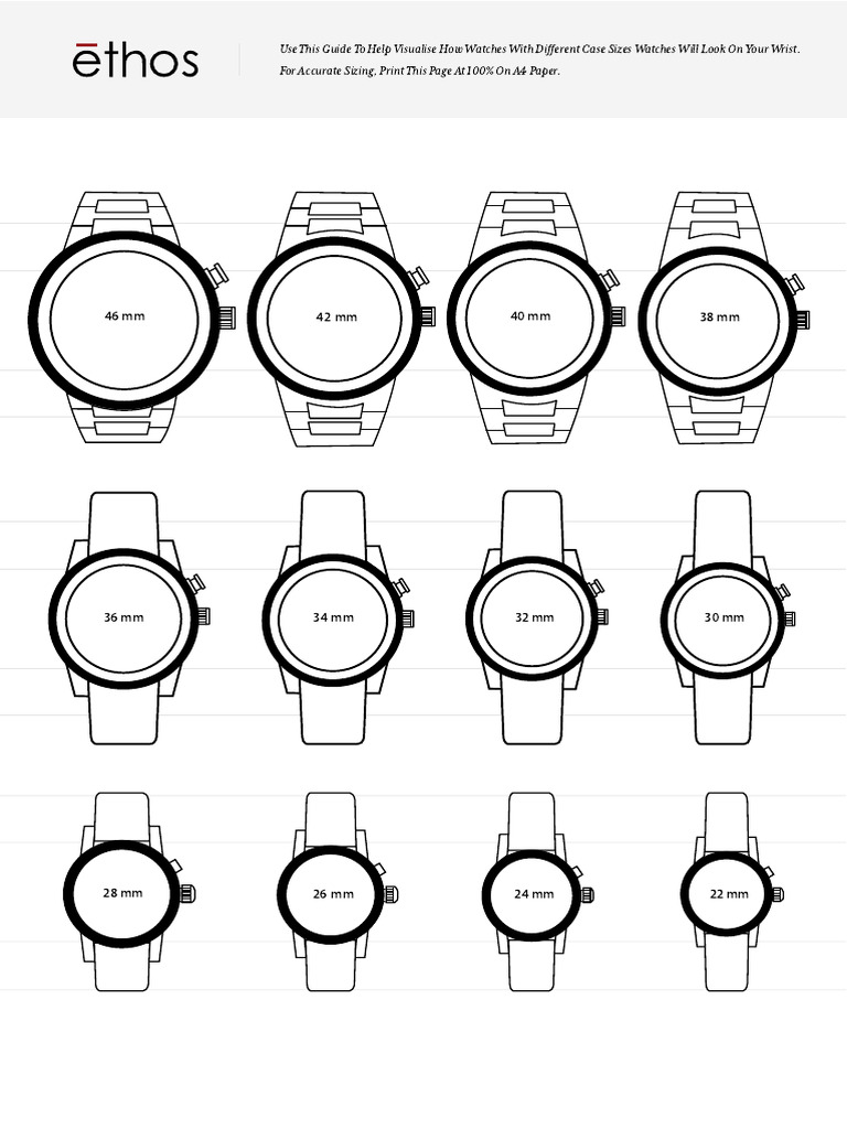 Watch Case Size Visualization Guide | PDF