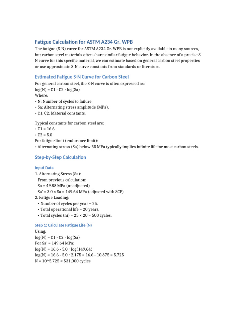 Fatigue Life Analysis for ASTM A234 WPB | PDF