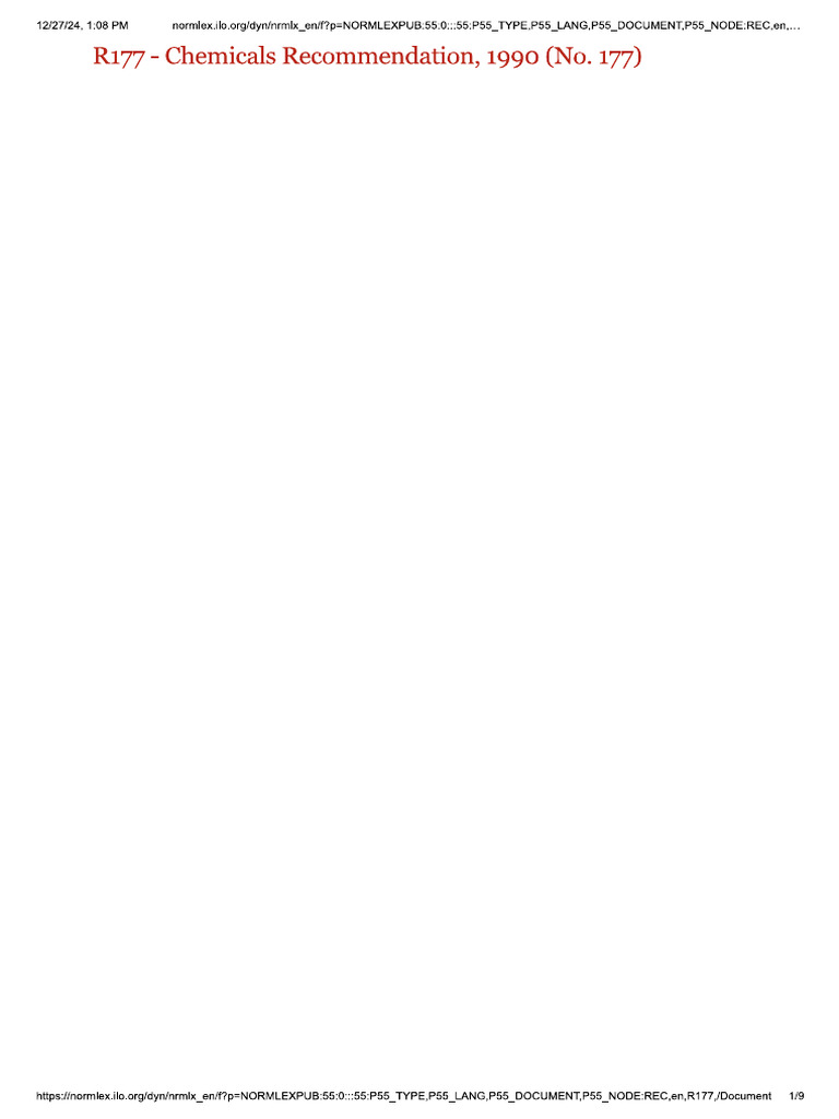 Chemicals Recommendation, 1990 (R177) - International Labour ...