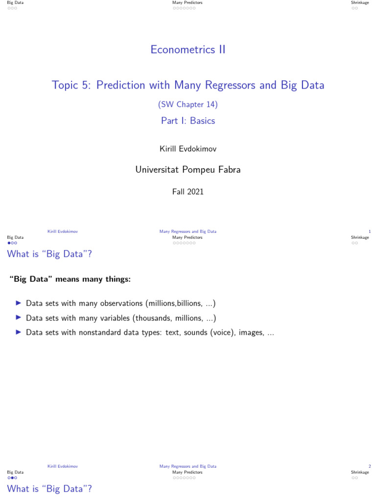 Big Data and Prediction Techniques | PDF | Ordinary Least Squares ...