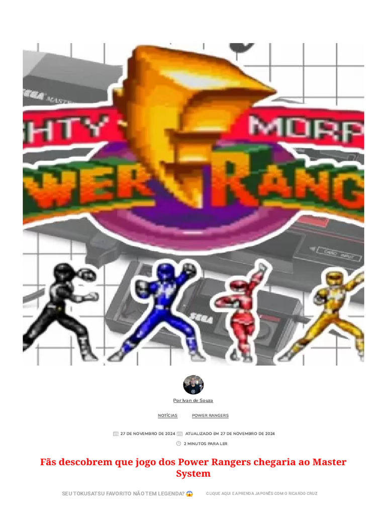 Jogo dos Power Rangers no Master System | PDF | Videogames