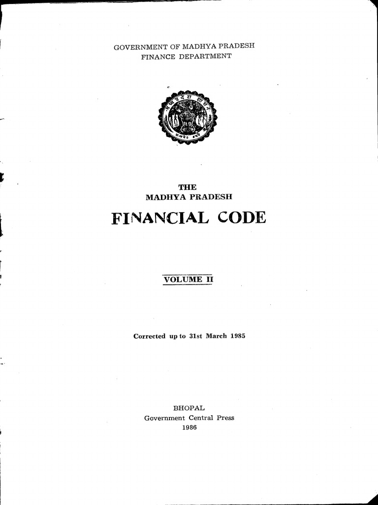 Madhya Pradesh Financial Code Vol. II | PDF | Audit | Prosecutor