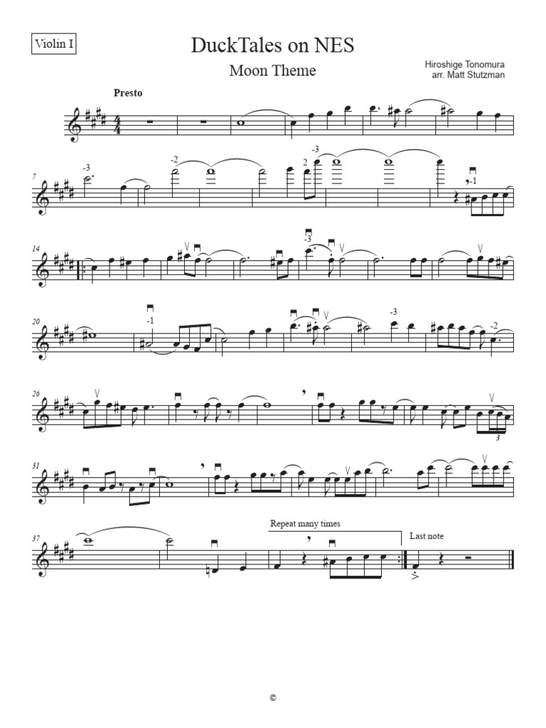 Duck Tales Moon Theme - Violin I | PDF