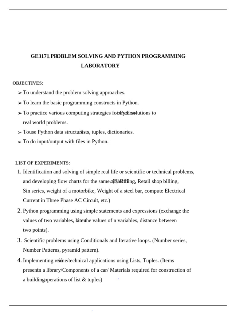GE3171 - Python Lab Manual ORIGINAL-converted | PDF | Area | Computer ...