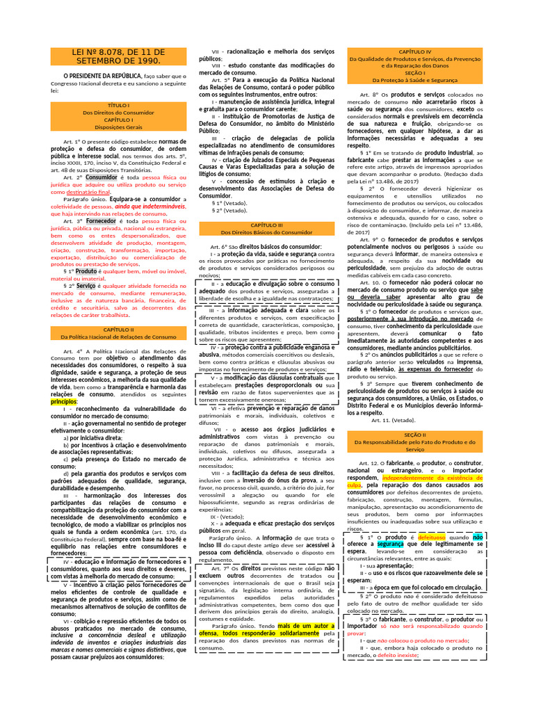 Código de Defesa do Consumidor | PDF | Proteção ao consumidor | Publicidade