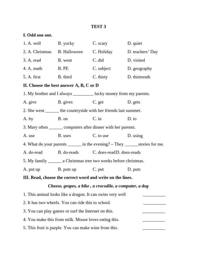 English Language Test Activities | PDF