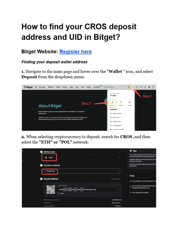 How To Find Your CROS Deposit Address and UID in Bitget? | PDF