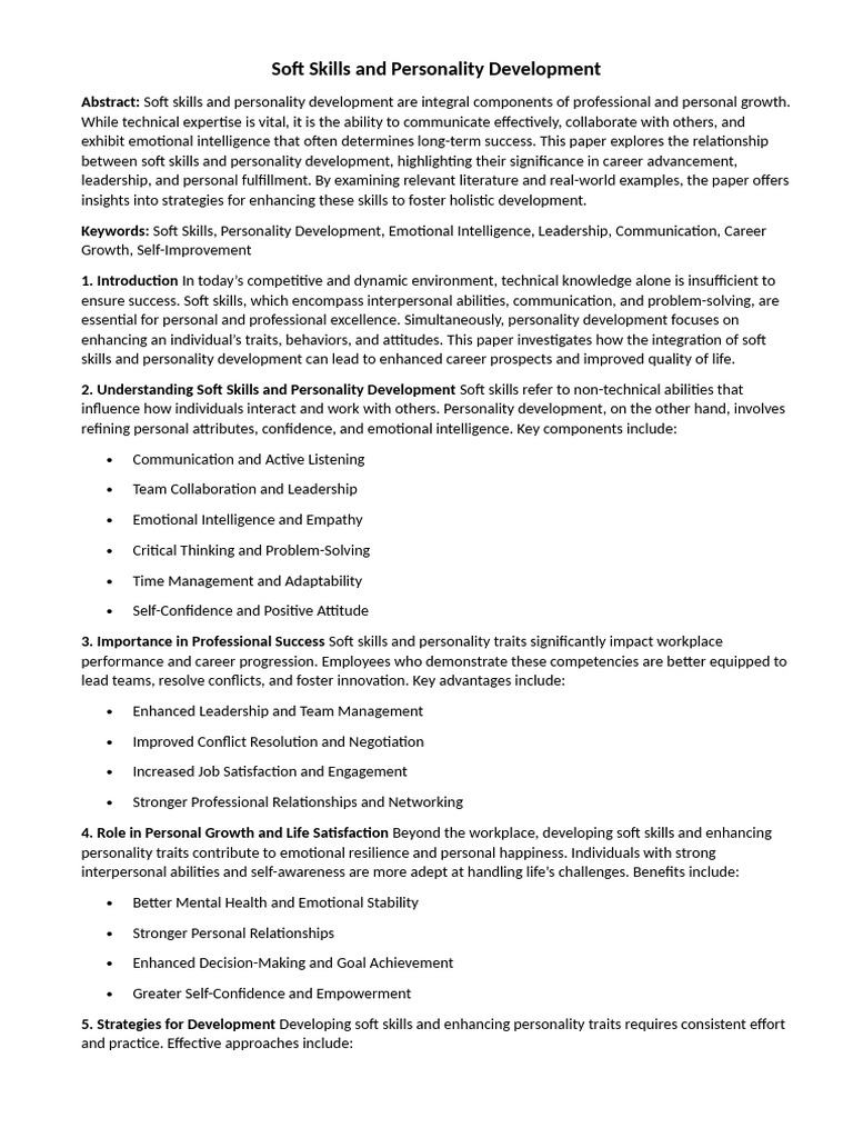 Soft Skills for Career Growth | PDF | Emotional Intelligence | Leadership