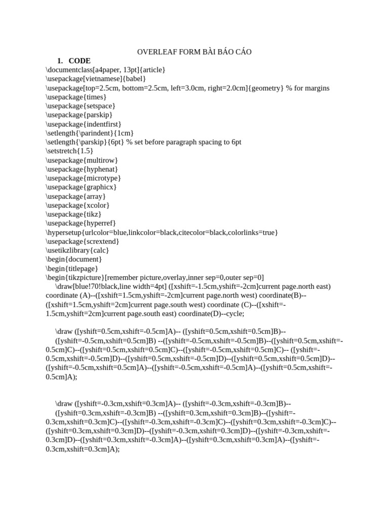 OVERLEAF FORM BÀI BÁO CÁO | PDF