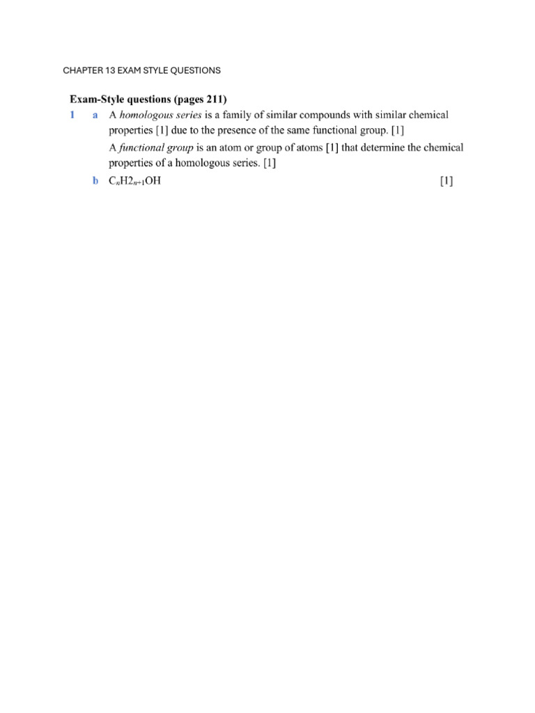 Chapter 13 Exam Style Questions Pdf