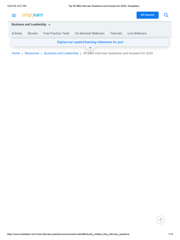 Top 50 MBA Inkterview Questions and Answers For 2025 - Simplilearn ...