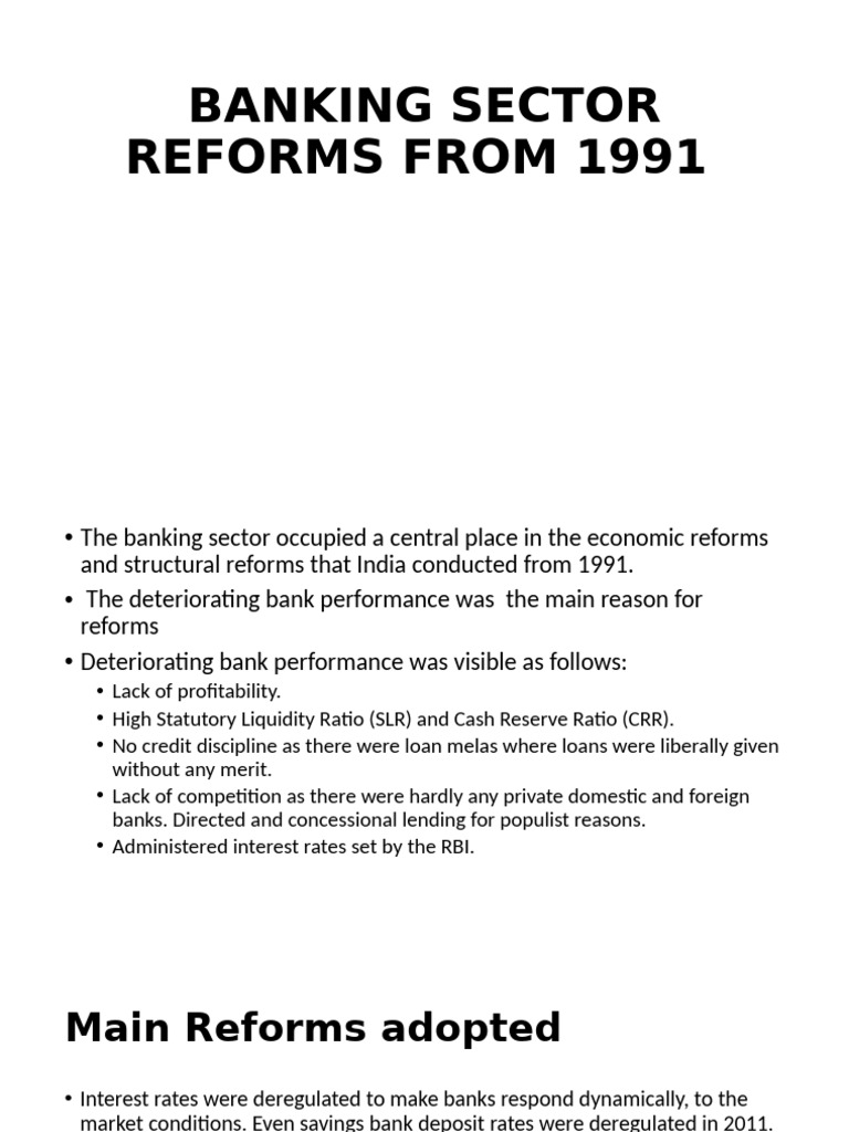 Indian Banking Reforms 1991 | PDF | Banks | Reserve Bank Of India
