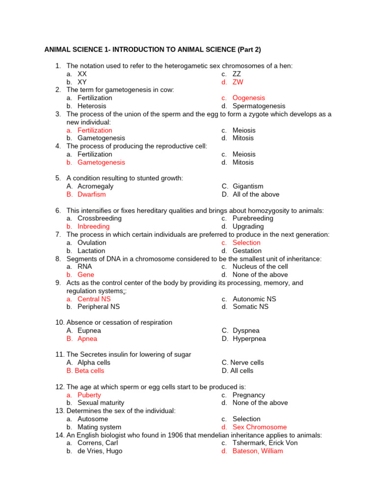 AMAT ANIMAL SCIENCE 1 Part 2 | PDF | Digestion | Heart Valve