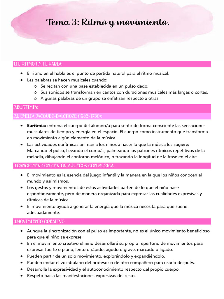 Ritmo y Movimiento en la Educación Musical | PDF