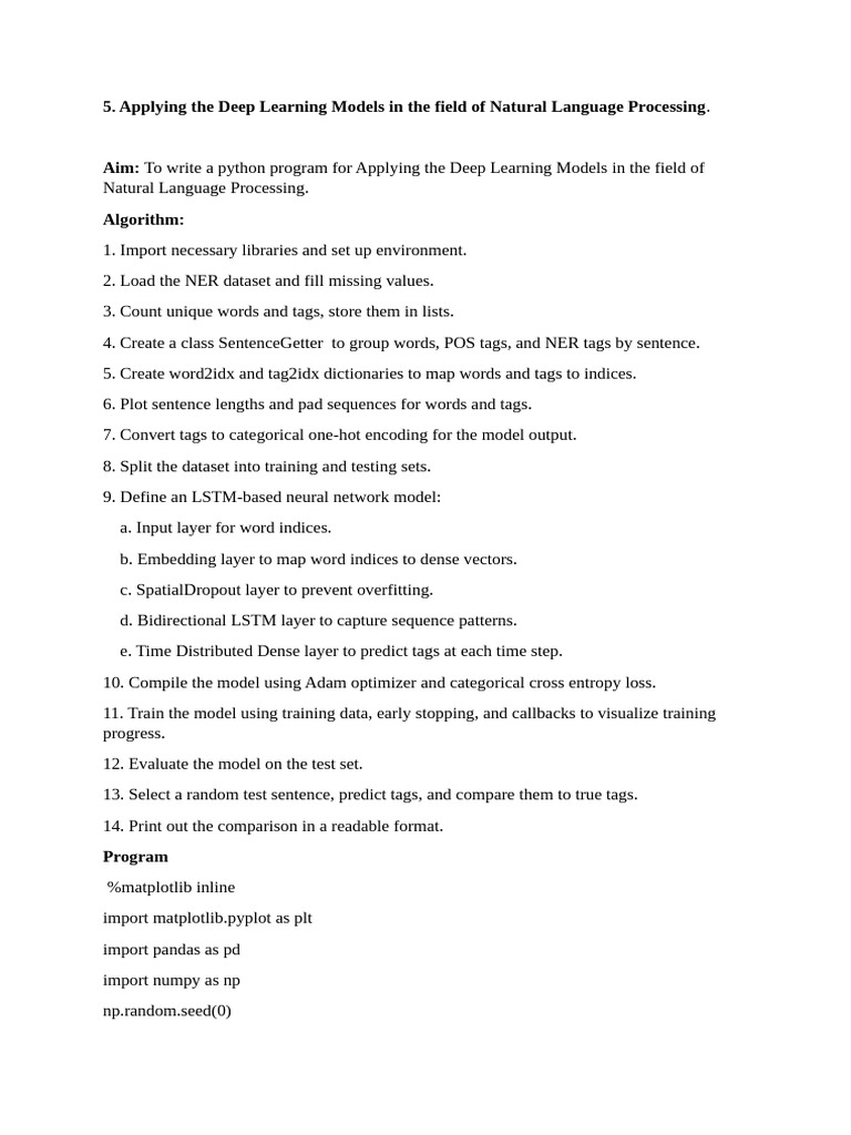 EXP NO 5 | PDF | Deep Learning | Machine Learning