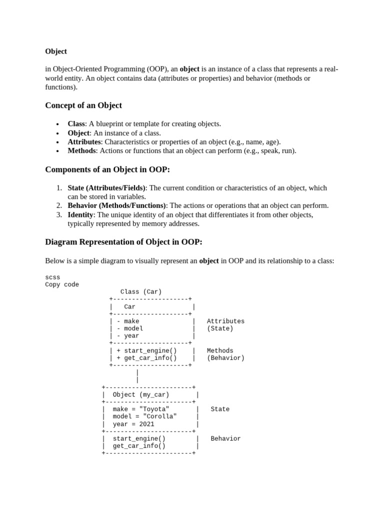 Object and class concept | PDF | Method (Computer Programming) | Class ...