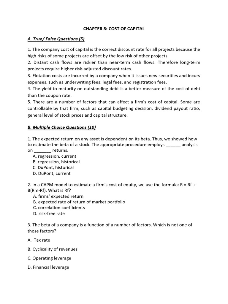 Understanding Cost of Capital Concepts | PDF | Cost Of Capital | Beta ...