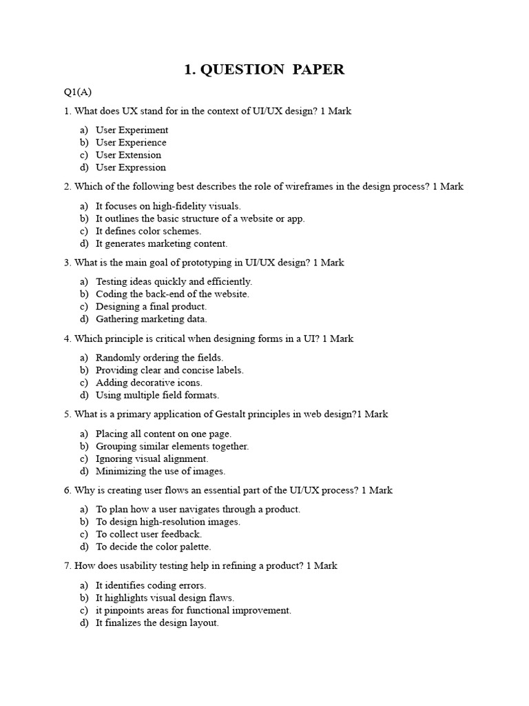 ui I ux questions and answers | PDF | Usability | User Interface