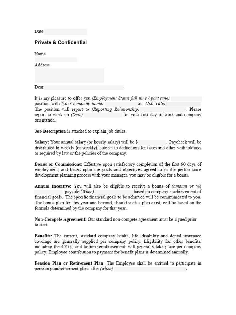 Job Offer Letter Form | PDF | Employment | Salary